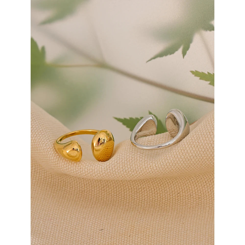 Merle bönring, ring, tål vatten, rostfritt stål 316L med guld- eller silverfärgad PVD-finish, Lark & Reed, bild 2
