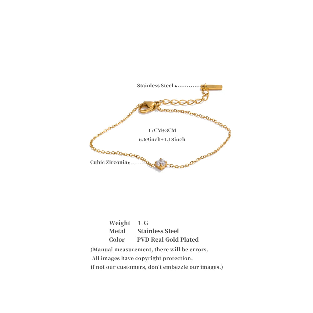 Fanny Fine Crystal Chain Bracelet, waterproof bracelet in 316L stainless steel with a gold or silver-tone PVD finish by Lark & Reed, view 6