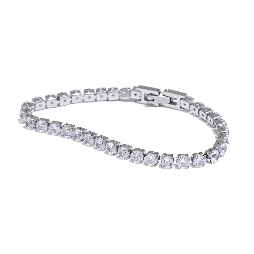Zurich Kristall-Tennisarmband, Armband, wasserfest, 316L-Edelstahl mit gold- oder silberfarbener PVD-Beschichtung, Lark & Reed, Ansicht 7