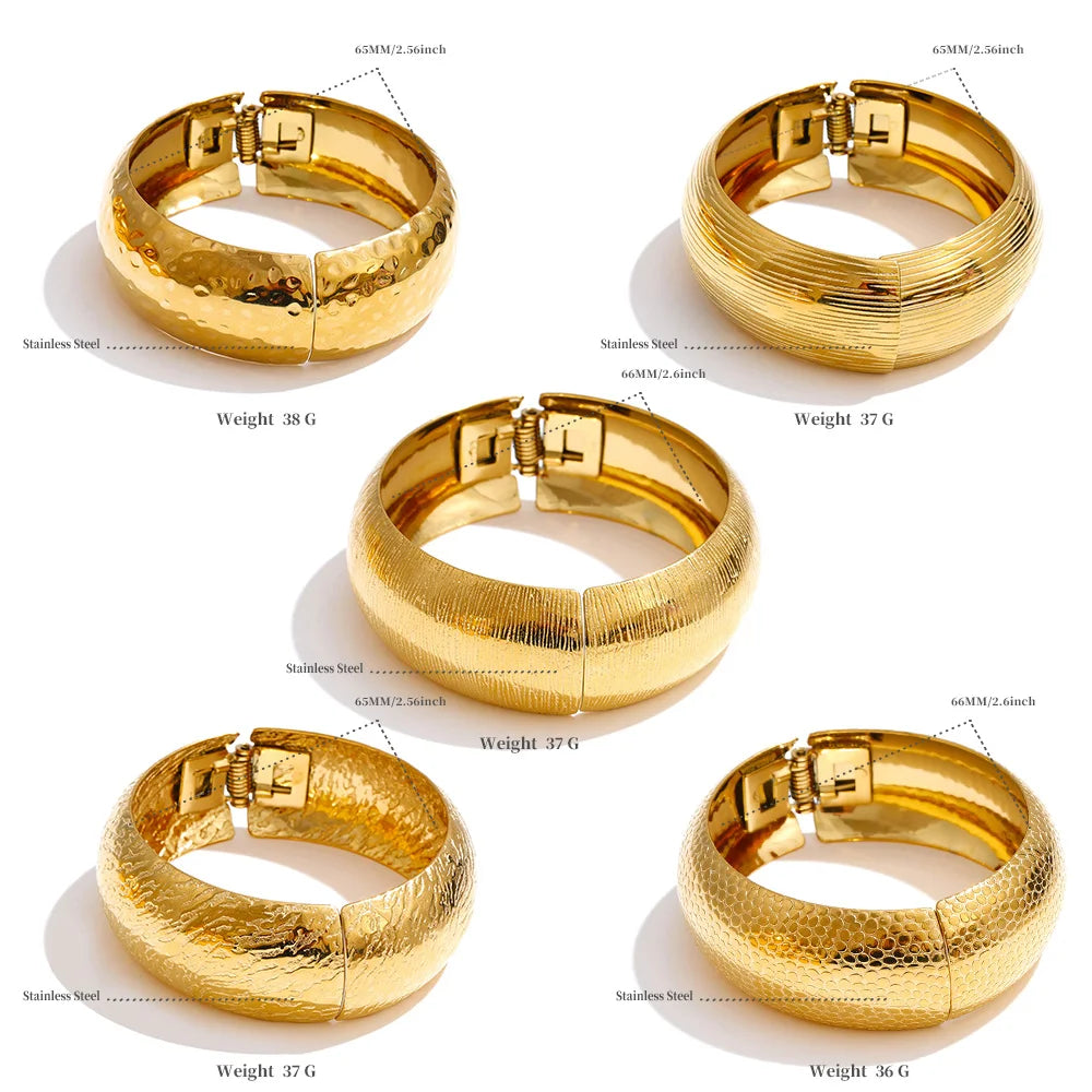 Florence bred armring med hængsel, armbånd, tåler vand, rustfrit stål 316L med guldfarvet PVD-belægning, Lark & Reed, billede 6