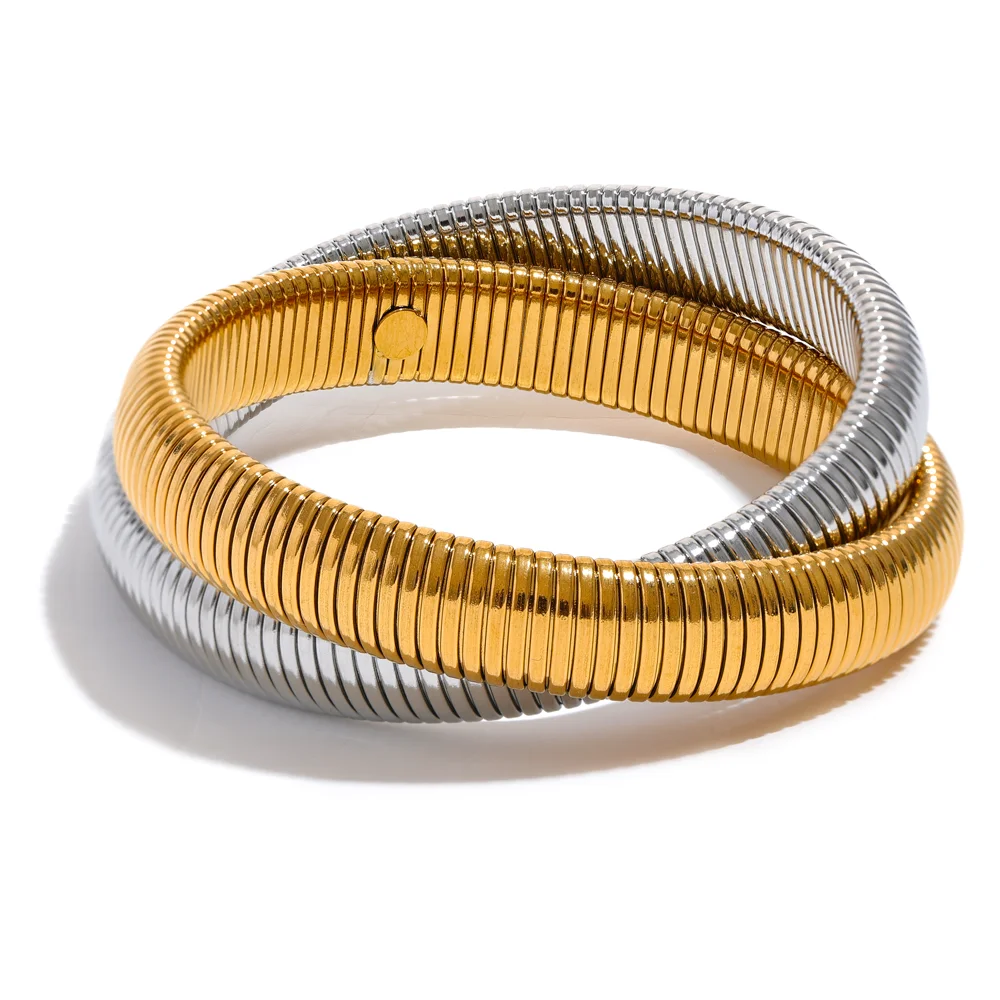 Uppsala Snake Bangle, waterproof bracelet in 316L stainless steel with a gold PVD finish by Lark & Reed, view 9