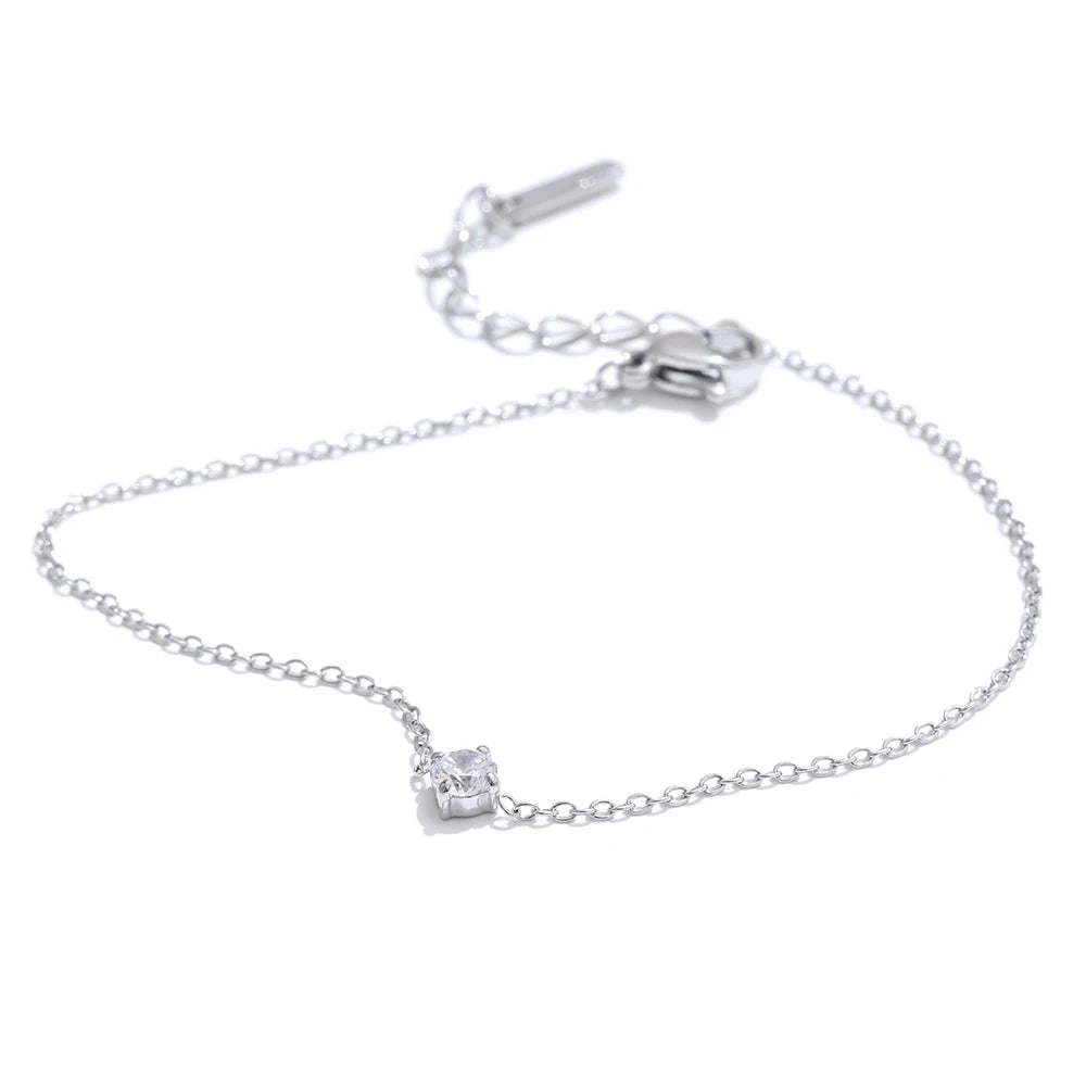 Fanny Fine Crystal Chain Bracelet, waterproof bracelet in 316L stainless steel with a gold or silver-tone PVD finish by Lark & Reed, view 7