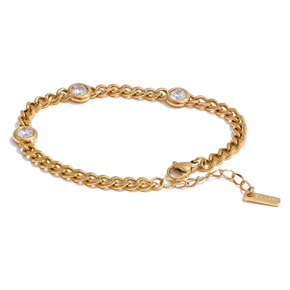 Amelia poleret panserarmbånd med zirkonia, armbånd, tåler vand, rustfrit stål 316L med guld- eller sølvfarvet PVD-belægning, Lark & Reed, billede 10
