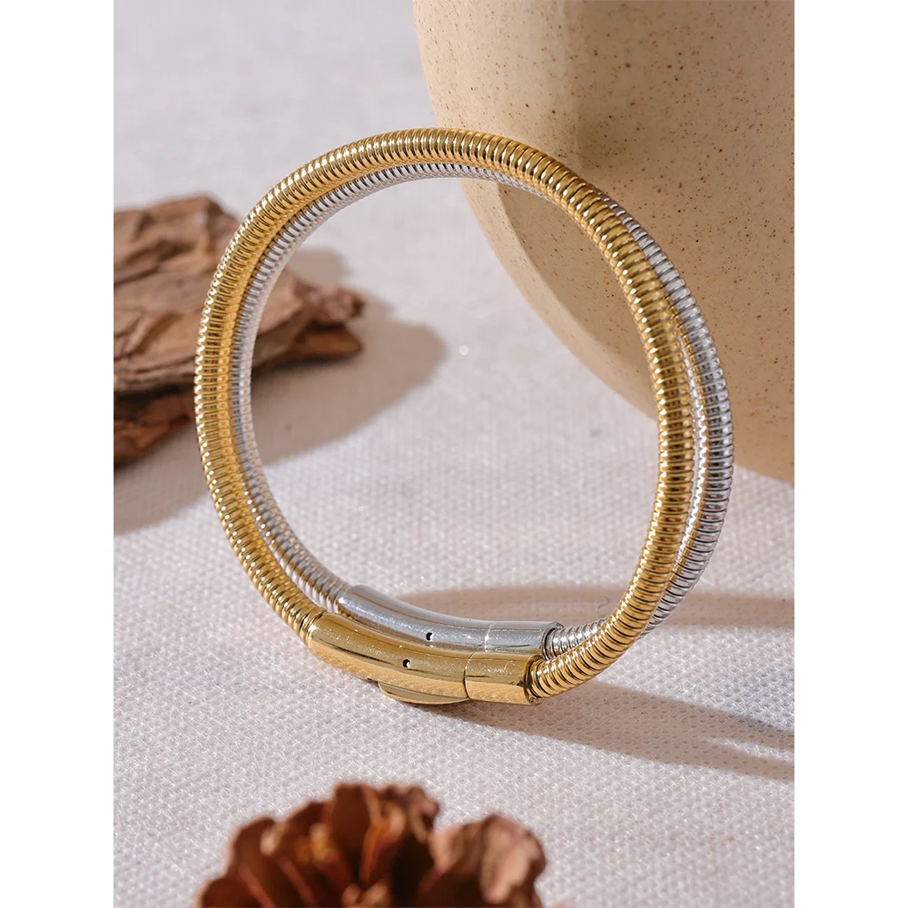 Sitges slangearmbånd, armbånd, tåler vand, rustfrit stål 316L med guld- eller sølvfarvet PVD-belægning, Lark & Reed, billede 5