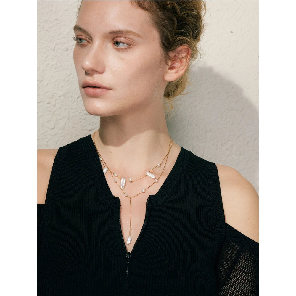 Johanna pärlhalsband, halsband, tål vatten, rostfritt stål 316L med guldfärgad PVD-finish, Lark & Reed, bild 3