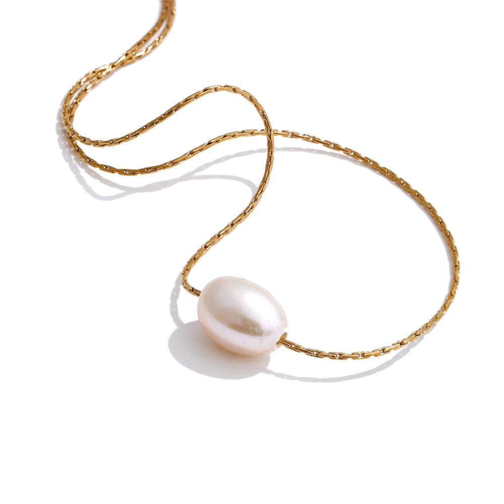 Sanne halskæde med perle, halskæde, tåler vand, rustfrit stål 316L med guld- eller sølvfarvet PVD-belægning, Lark & Reed, billede 7