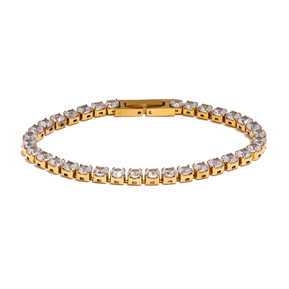Zurich Kristall-Tennisarmband, Armband, wasserfest, 316L-Edelstahl mit gold- oder silberfarbener PVD-Beschichtung, Lark & Reed, Ansicht 8