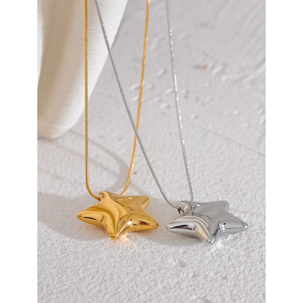 Nova Star Pendant, waterproof necklace in 316L stainless steel with a gold or silver-tone PVD finish by Lark & Reed, view 6