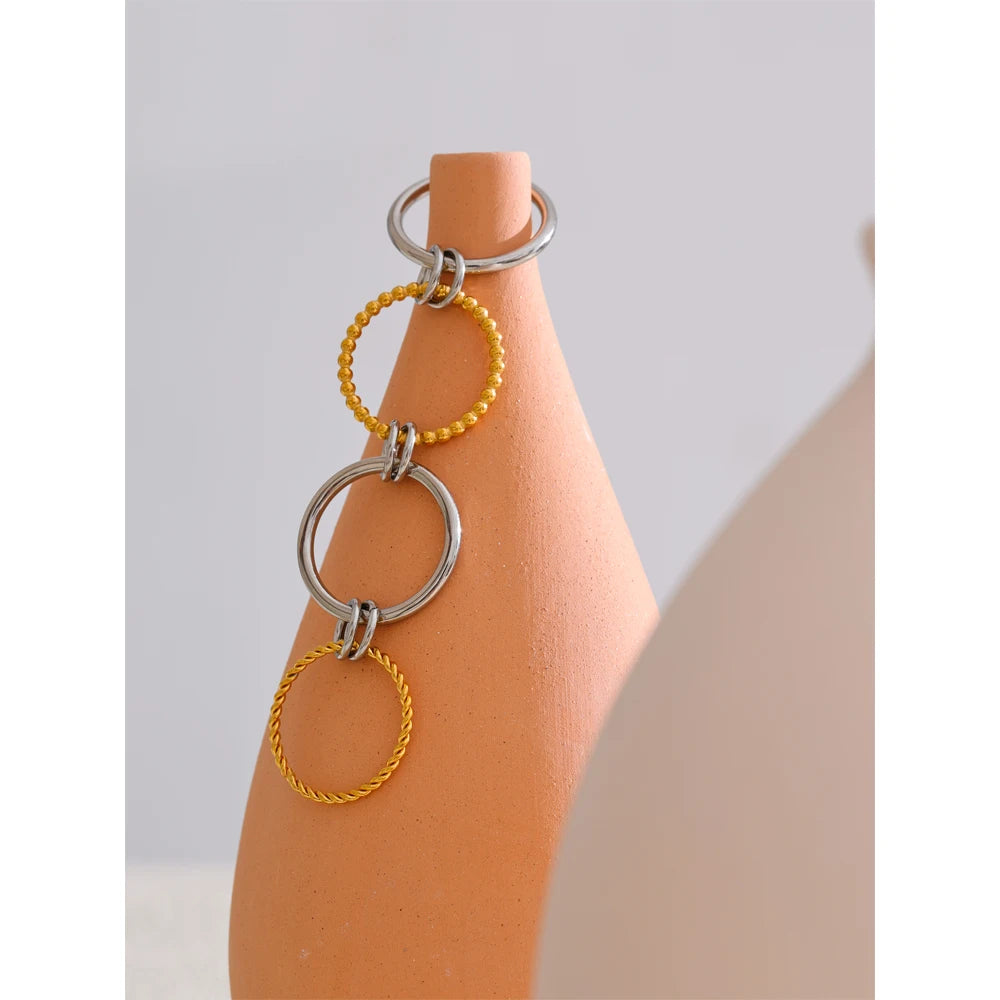 Malin Stacked Band Ring, waterproof ring in 316L stainless steel with a gold PVD finish by Lark & Reed, view 2