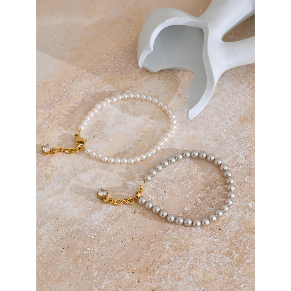 Gunilla klassisk perlearmbånd, armbånd, tåler vand, rustfrit stål 316L med guldfarvet PVD-belægning, Lark & Reed, billede 6