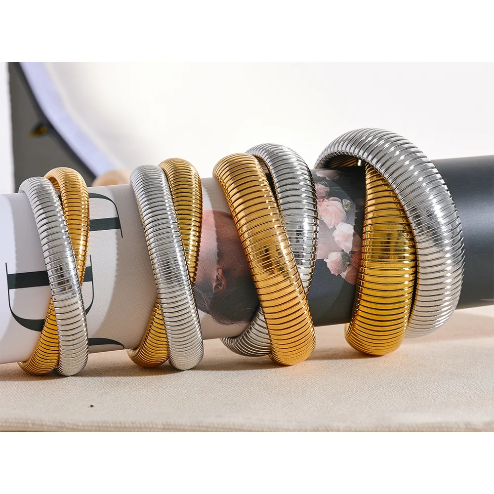 Uppsala Snake Bangle, waterproof bracelet in 316L stainless steel with a gold PVD finish by Lark & Reed, view 5