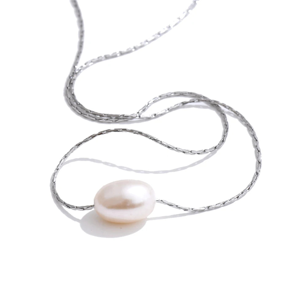 Sanne halskæde med perle, halskæde, tåler vand, rustfrit stål 316L med guld- eller sølvfarvet PVD-belægning, Lark & Reed, billede 8