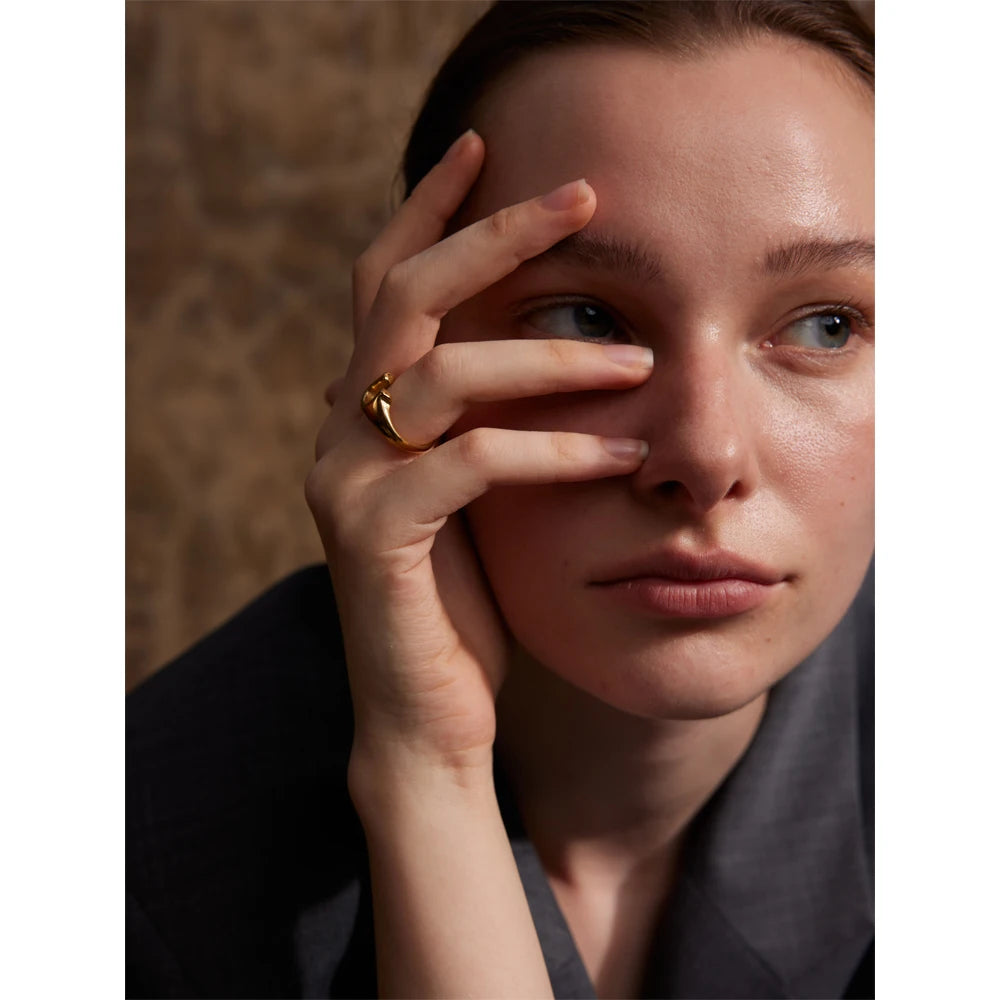 Odette Horseshoe Signet Ring, waterproof ring in 316L stainless steel with a gold PVD finish by Lark & Reed, view 5