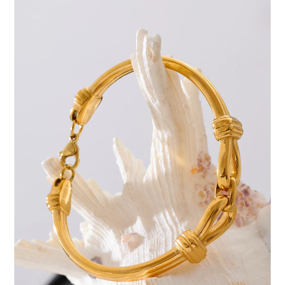 Monaco knudearmring, armbånd, tåler vand, rustfrit stål 316L med guldfarvet PVD-belægning, Lark & Reed, billede 3