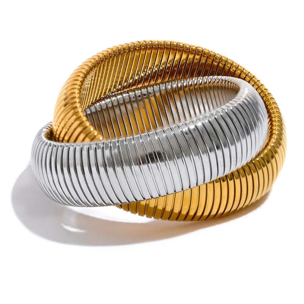 Uppsala Snake Bangle, waterproof bracelet in 316L stainless steel with a gold PVD finish by Lark & Reed, view 10