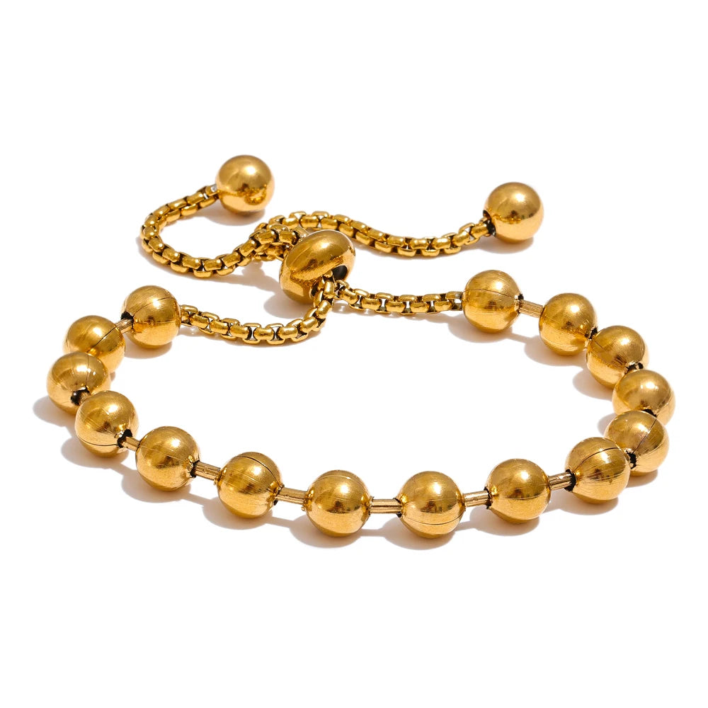 Girona Kugelketten-Armband, Armband, wasserfest, 316L-Edelstahl mit goldfarbener PVD-Beschichtung, Lark & Reed, Ansicht 7