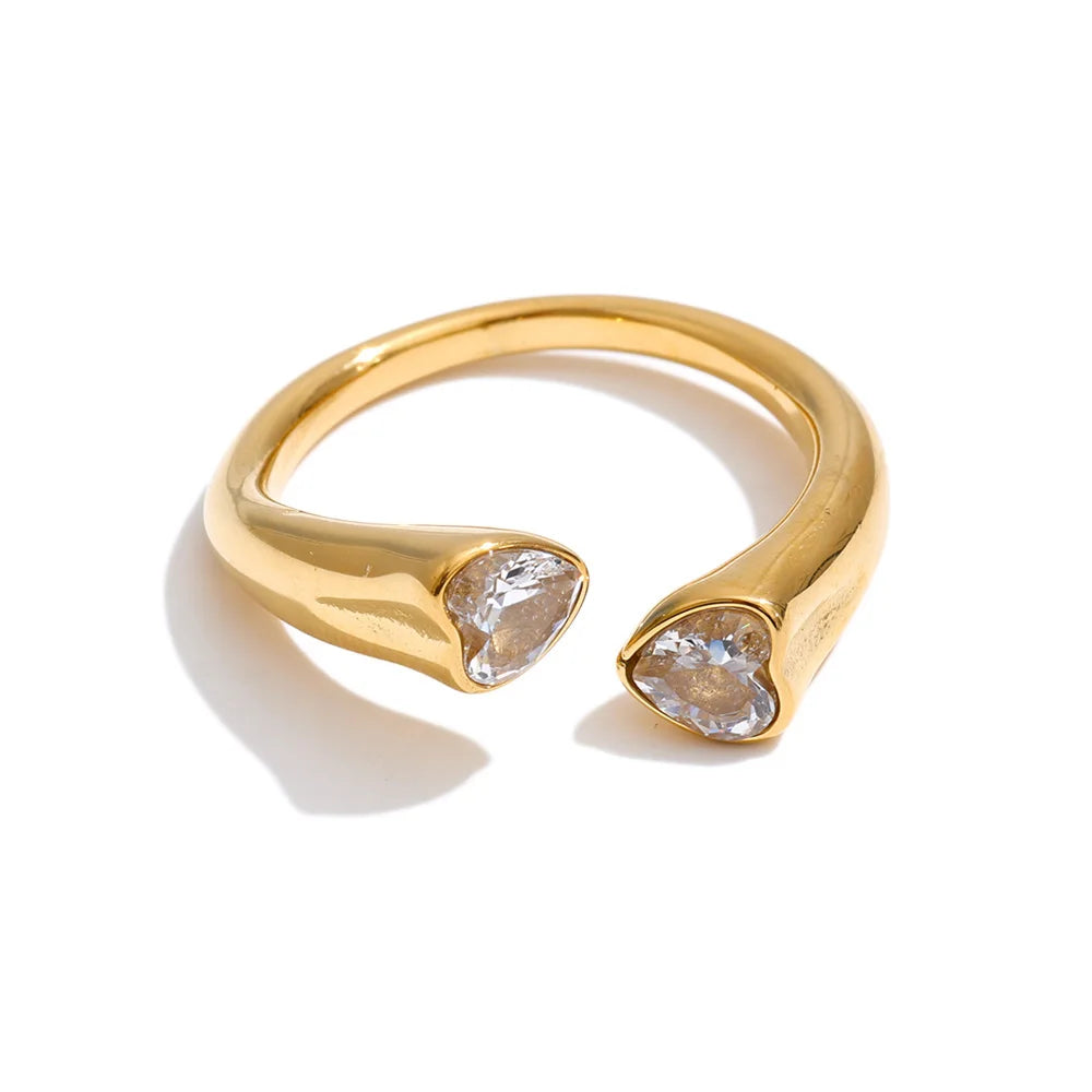 Nike åben hjertering med zirkonia, ring, tåler vand, rustfrit stål 316L med guld- eller sølvfarvet PVD-belægning, Lark & Reed, billede 8