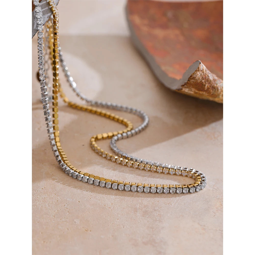 Bonnie tennisketting, ketting, waterbestendig, 316L roestvrij staal met goud- of zilverkleurige PVD-afwerking, Lark & Reed, afbeelding 2