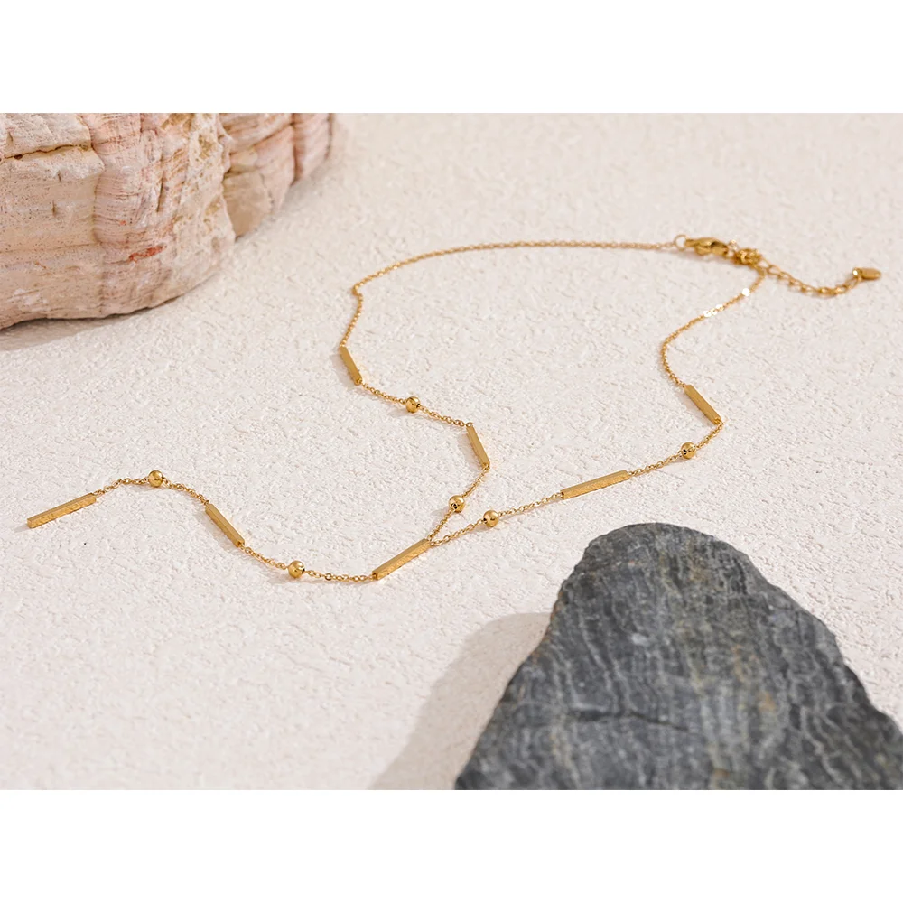 Verona Lariat Necklace, waterproof necklace in 316L stainless steel with a gold or silver-tone PVD finish by Lark & Reed, view 6