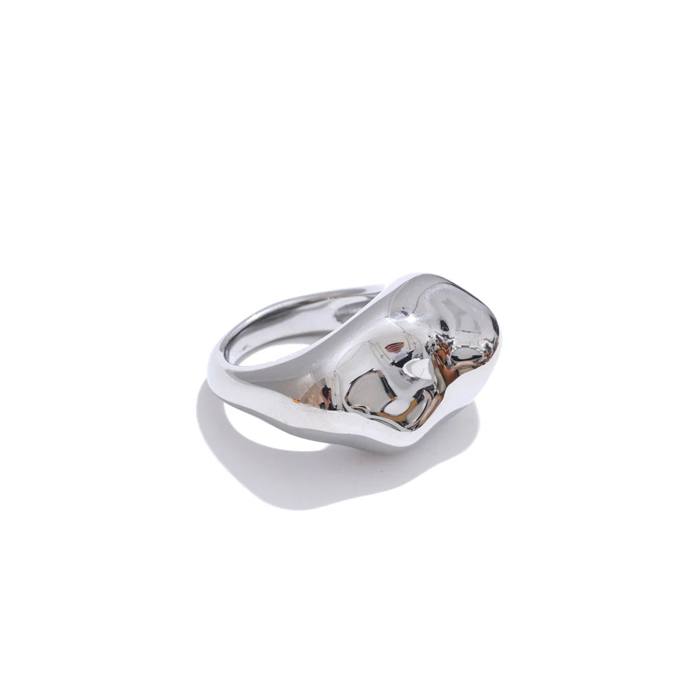 Paulina Sculpted Signet Ring, waterproof ring in 316L stainless steel with a gold or silver-tone PVD finish by Lark & Reed, view 8