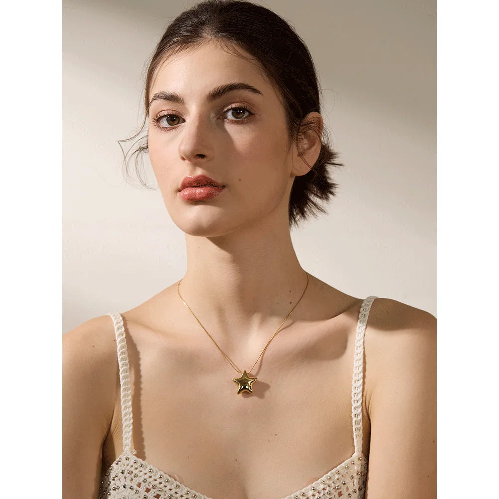 Nova Star Pendant, waterproof necklace in 316L stainless steel with a gold or silver-tone PVD finish by Lark & Reed, view 2