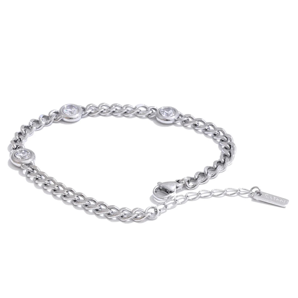 Amelia poleret panserarmbånd med zirkonia, armbånd, tåler vand, rustfrit stål 316L med guld- eller sølvfarvet PVD-belægning, Lark & Reed, billede 9