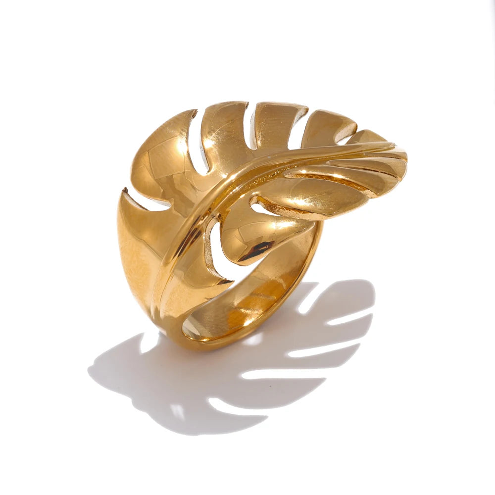 Fleurine bladring, ring, tåler vand, rustfrit stål 316L med guld- eller sølvfarvet PVD-belægning, Lark & Reed, billede 7
