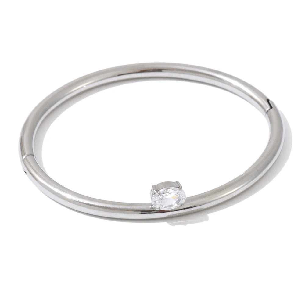 Caprera glat armring med zirkonia, armbånd, tåler vand, rustfrit stål 316L med guld- eller sølvfarvet PVD-belægning, Lark & Reed, billede 7