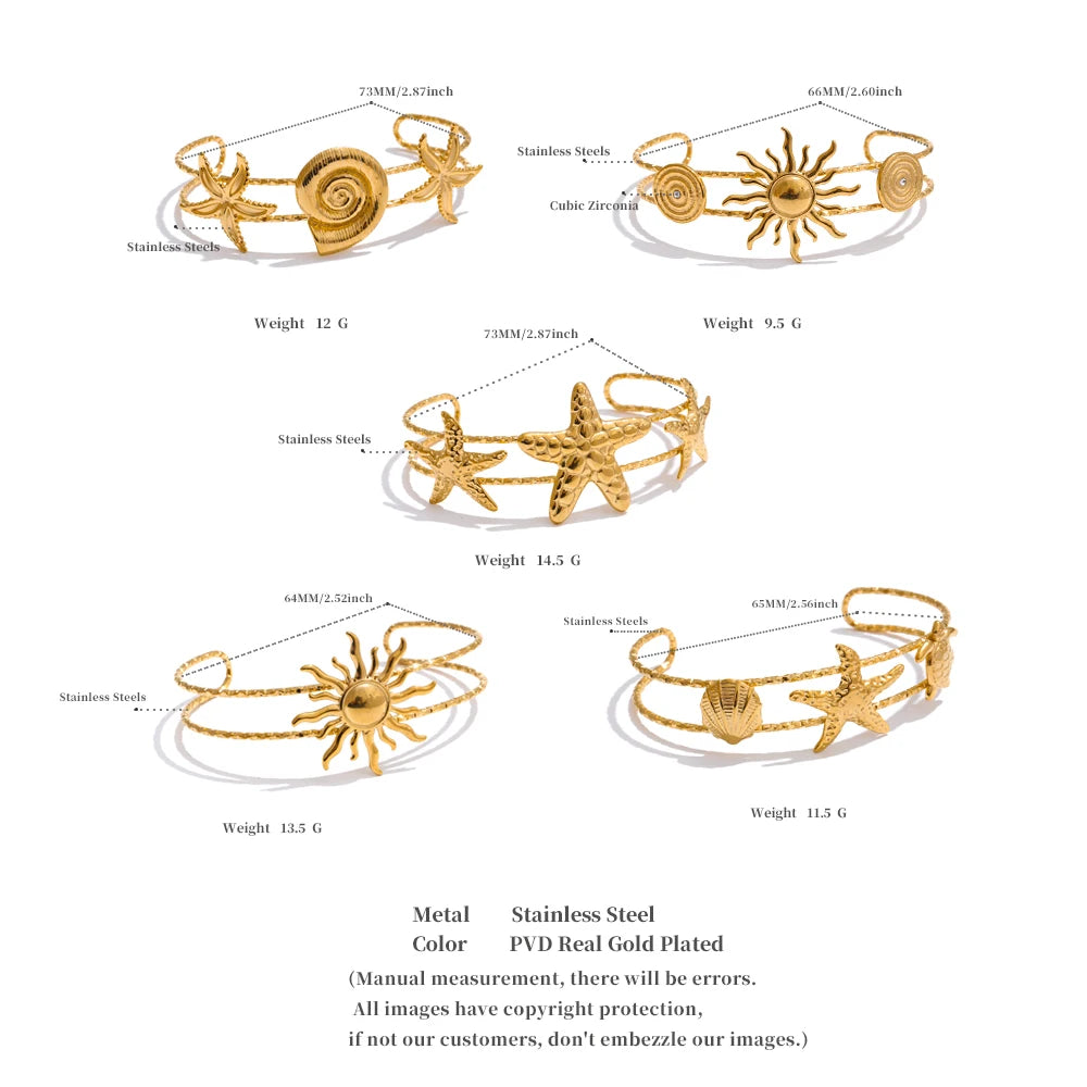 Formentera Meeres-Armspange, Armband, wasserfest, 316L-Edelstahl mit goldfarbener PVD-Beschichtung, Lark & Reed, Ansicht 6