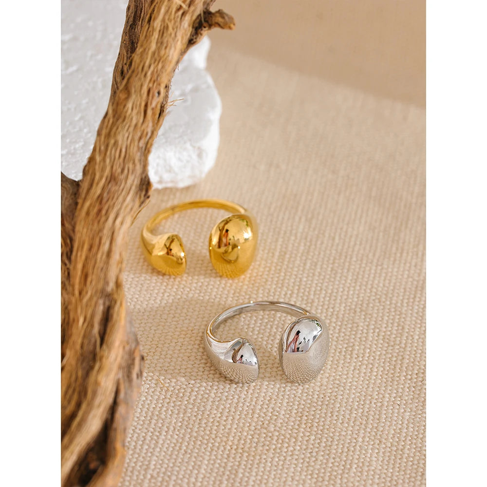 Merle bönring, ring, tål vatten, rostfritt stål 316L med guld- eller silverfärgad PVD-finish, Lark & Reed, bild 4