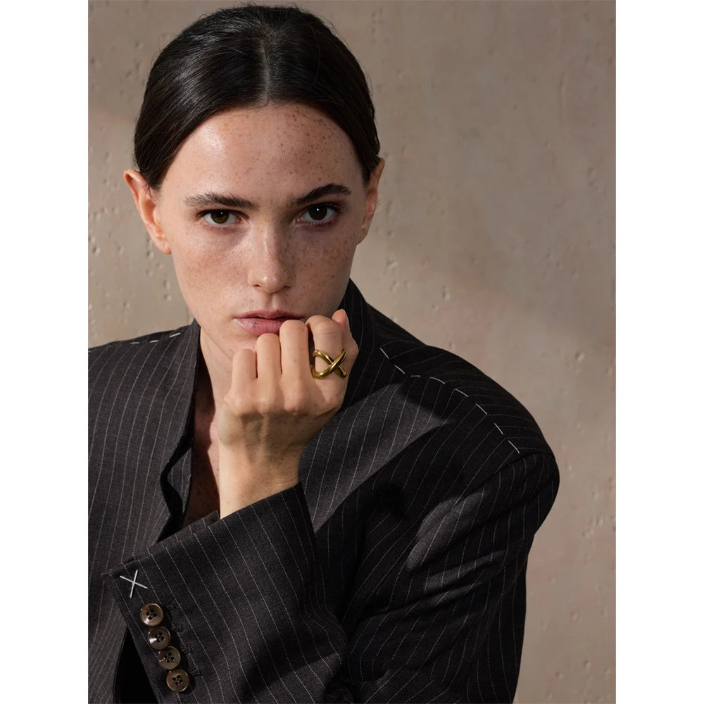 Helle krydsring, ring, tåler vand, rustfrit stål 316L med guld- eller sølvfarvet PVD-belægning, Lark & Reed, billede 3