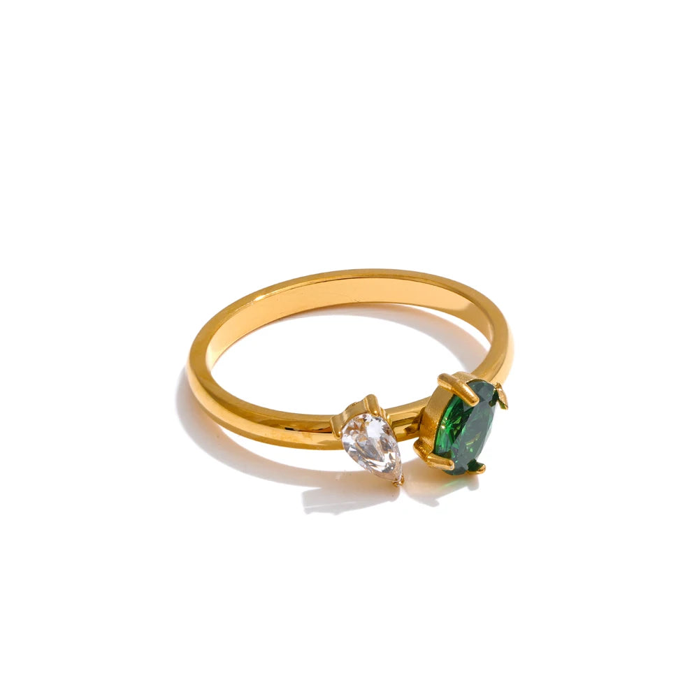 Idun ring med grøn zirkonia, ring, tåler vand, rustfrit stål 316L med guldfarvet PVD-belægning, Lark & Reed, billede 7