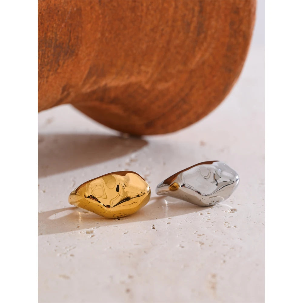 Paulina Sculpted Signet Ring, waterproof ring in 316L stainless steel with a gold or silver-tone PVD finish by Lark & Reed, view 6