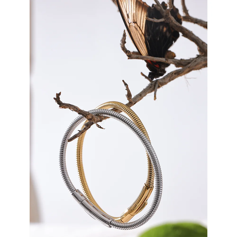 Sitges slangearmbånd, armbånd, tåler vand, rustfrit stål 316L med guld- eller sølvfarvet PVD-belægning, Lark & Reed, billede 2