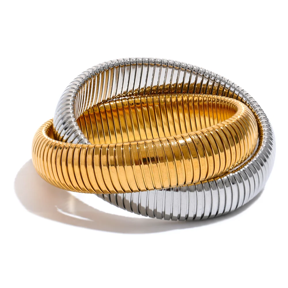 Uppsala Snake Bangle, waterproof bracelet in 316L stainless steel with a gold PVD finish by Lark & Reed, view 8