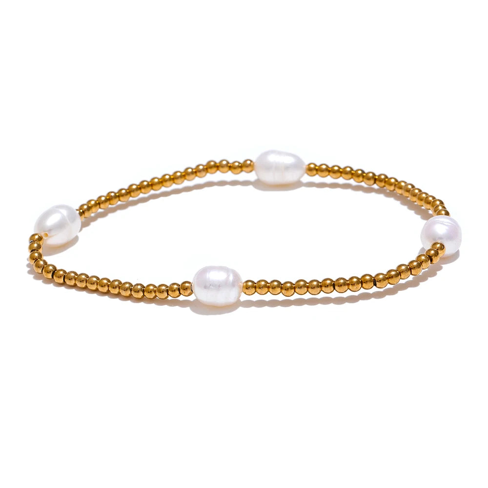 Noelle perlearmbånd, armbånd, tåler vand, rustfrit stål 316L med guldfarvet PVD-belægning, Lark & Reed, billede 9