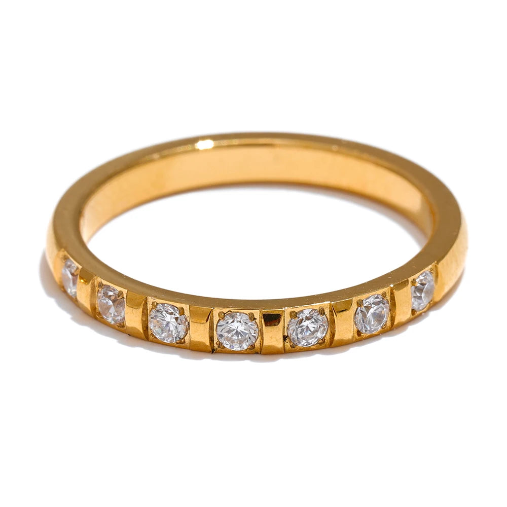 Alva Crystal Band, waterproof ring in 316L stainless steel with a gold or silver-tone PVD finish by Lark & Reed, view 9