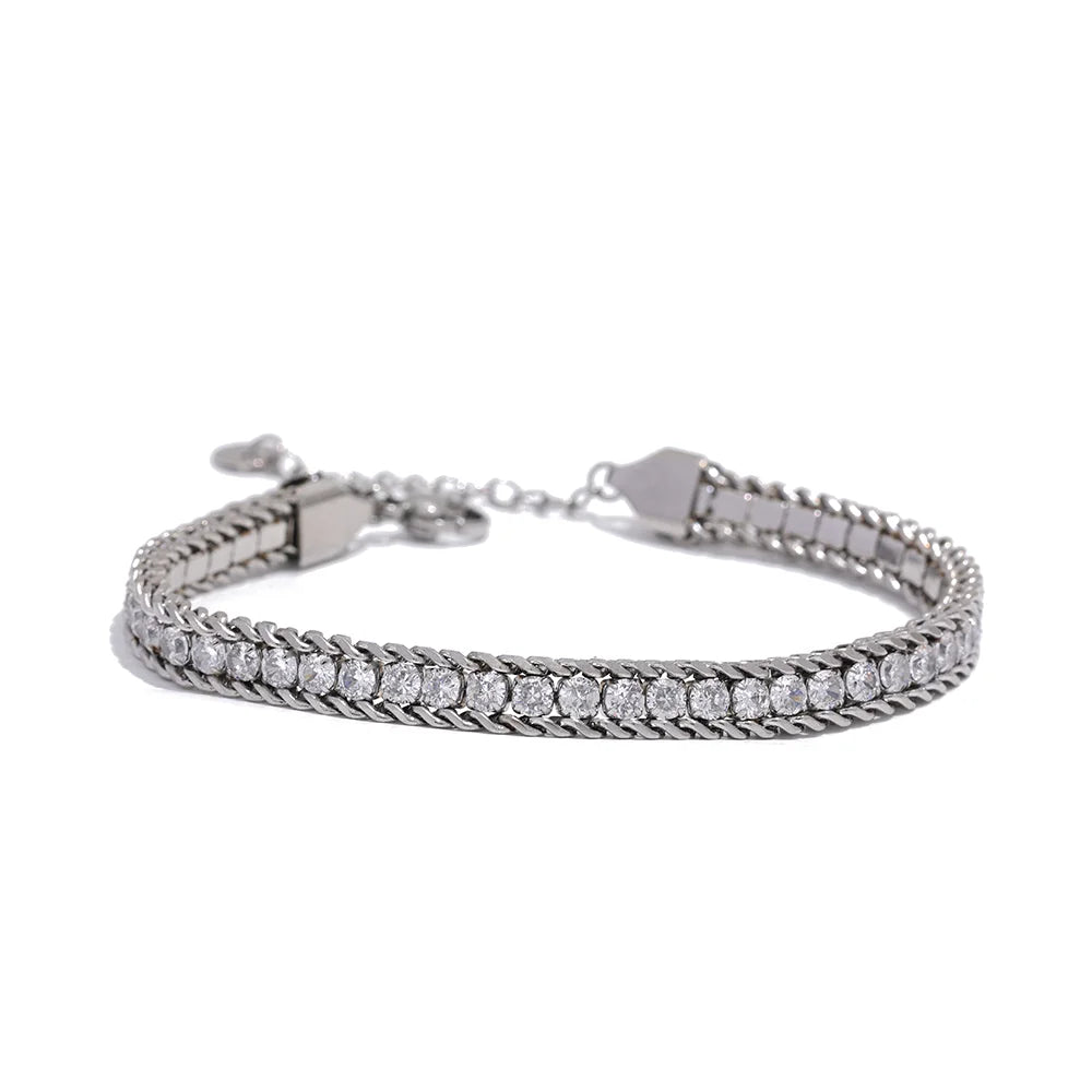 Bruges panserarmbånd med zirkonia, armbånd, tåler vand, rustfrit stål 316L med guld- eller sølvfarvet PVD-belægning, Lark & Reed, billede 7