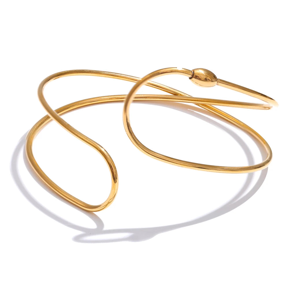 Helsinki åben armring med to tråde, armbånd, tåler vand, rustfrit stål 316L med guld- eller sølvfarvet PVD-belægning, Lark & Reed, billede 7