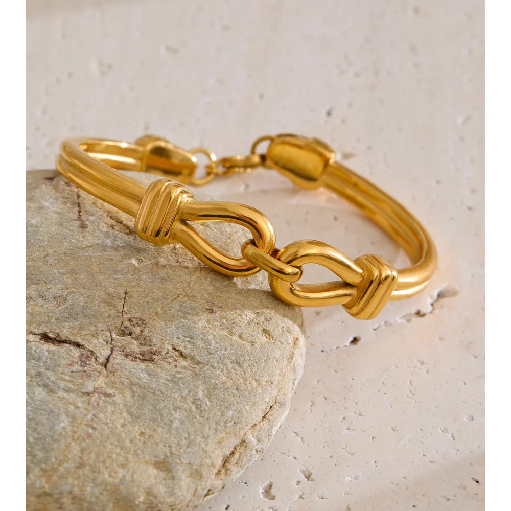 Monaco knudearmring, armbånd, tåler vand, rustfrit stål 316L med guldfarvet PVD-belægning, Lark & Reed, billede 2