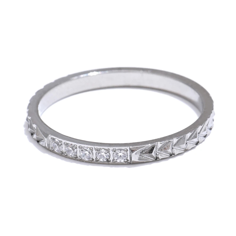 Alva Crystal Band, waterproof ring in 316L stainless steel with a gold or silver-tone PVD finish by Lark & Reed, view 7