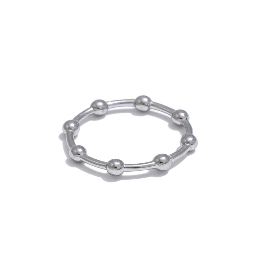 Lotte ring med små kugler, ring, tåler vand, rustfrit stål 316L med guld- eller sølvfarvet PVD-belægning, Lark & Reed, billede 7