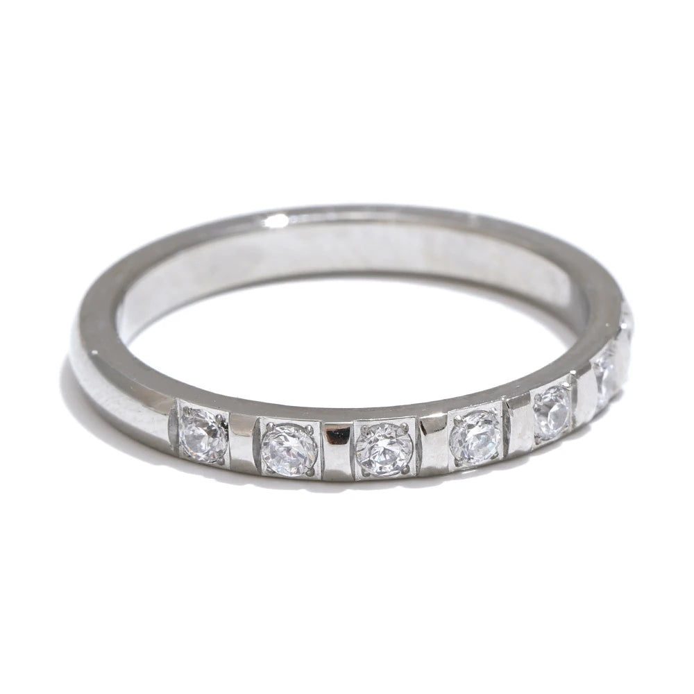 Alva Crystal Band, waterproof ring in 316L stainless steel with a gold or silver-tone PVD finish by Lark & Reed, view 12