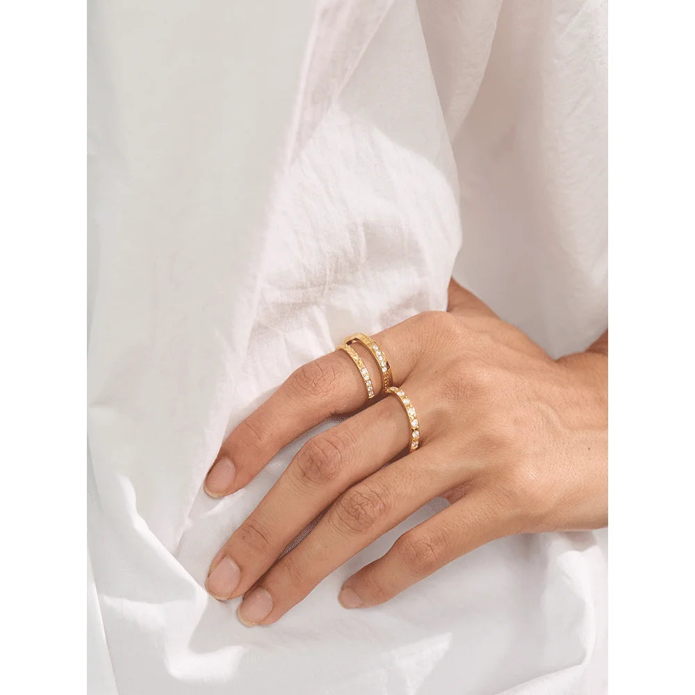 Alva Crystal Band, waterproof ring in 316L stainless steel with a gold or silver-tone PVD finish by Lark & Reed, view 2