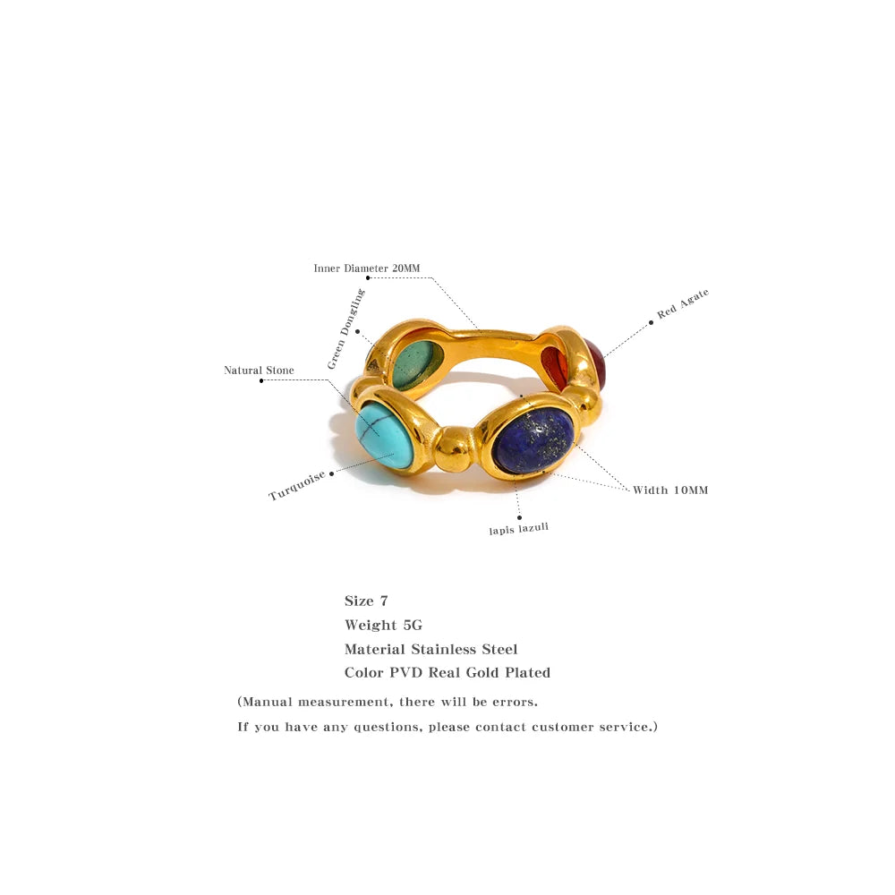 Marguerite Multi Stone Band, waterproof ring in 316L stainless steel with a gold PVD finish by Lark & Reed, view 5