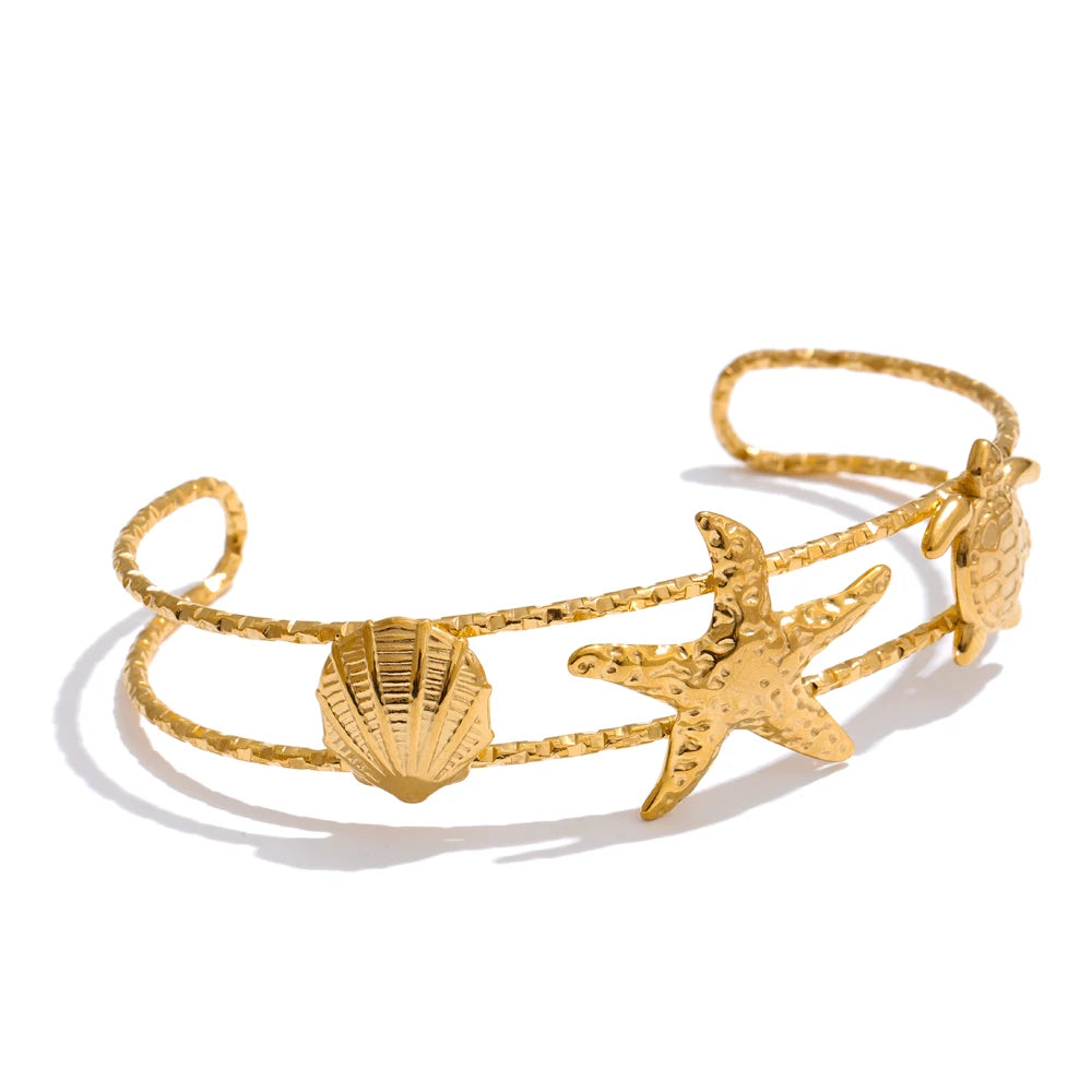Formentera Meeres-Armspange, Armband, wasserfest, 316L-Edelstahl mit goldfarbener PVD-Beschichtung, Lark & Reed, Ansicht 9