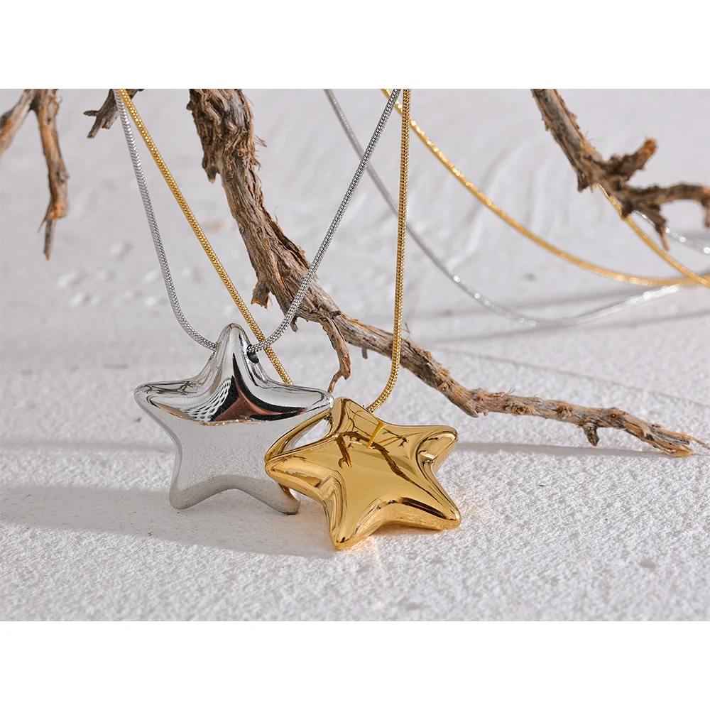 Nova Star Pendant, waterproof necklace in 316L stainless steel with a gold or silver-tone PVD finish by Lark & Reed, view 3