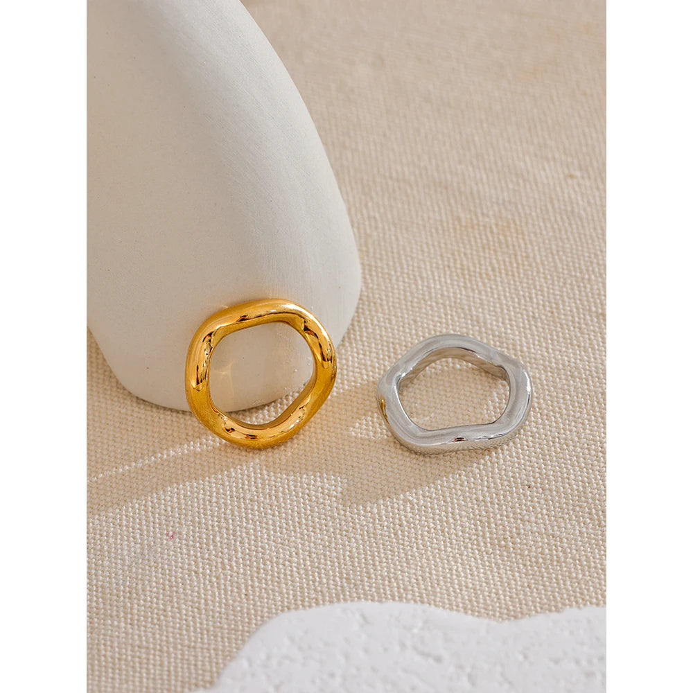 Trine Twist Band, waterproof ring in 316L stainless steel with a gold or silver-tone PVD finish by Lark & Reed, view 5