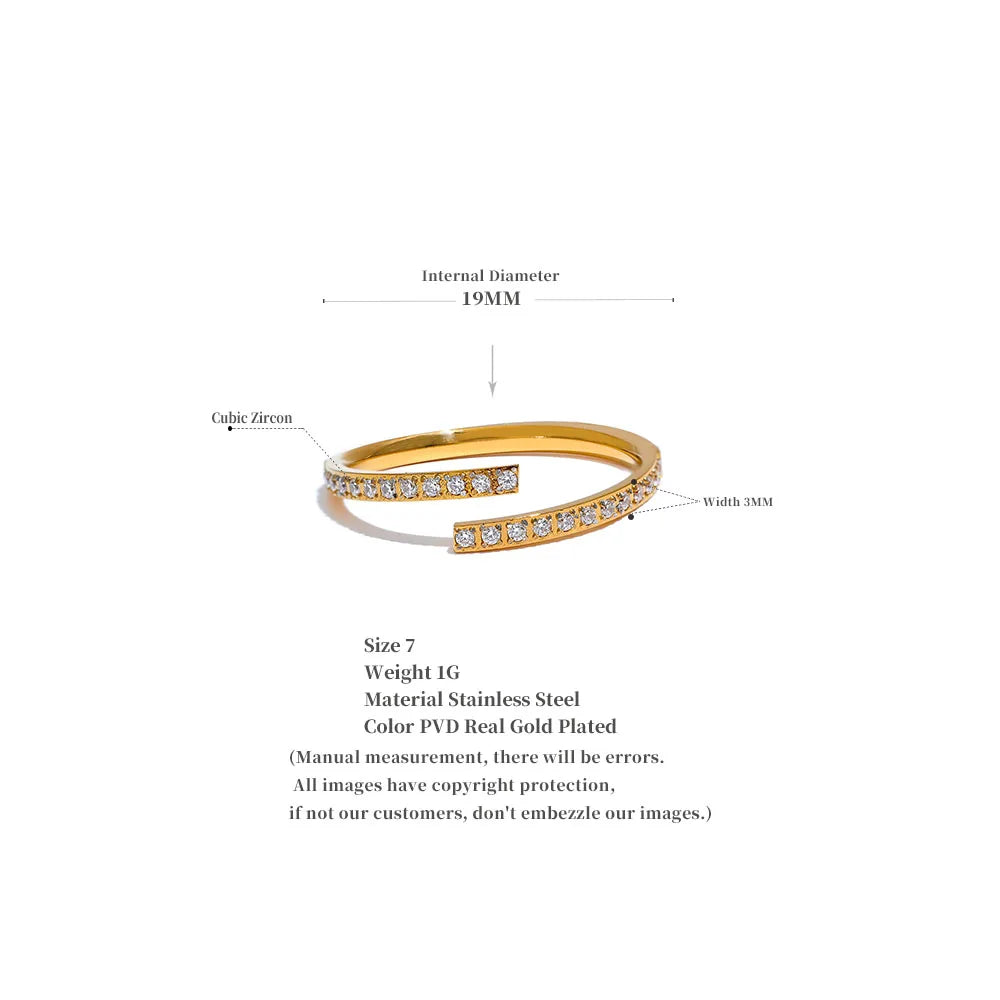 Sofie åben ring med zirkonia, ring, tåler vand, rustfrit stål 316L med guld- eller sølvfarvet PVD-belægning, Lark & Reed, billede 5