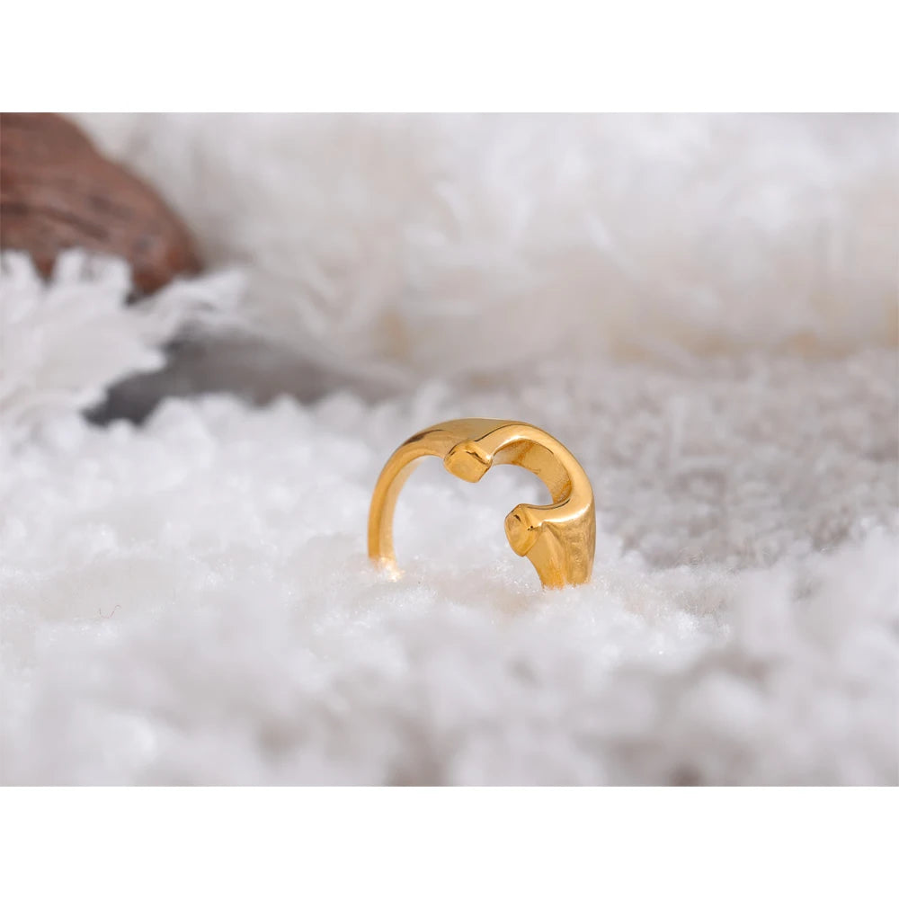 Odette Horseshoe Signet Ring, waterproof ring in 316L stainless steel with a gold PVD finish by Lark & Reed, view 2